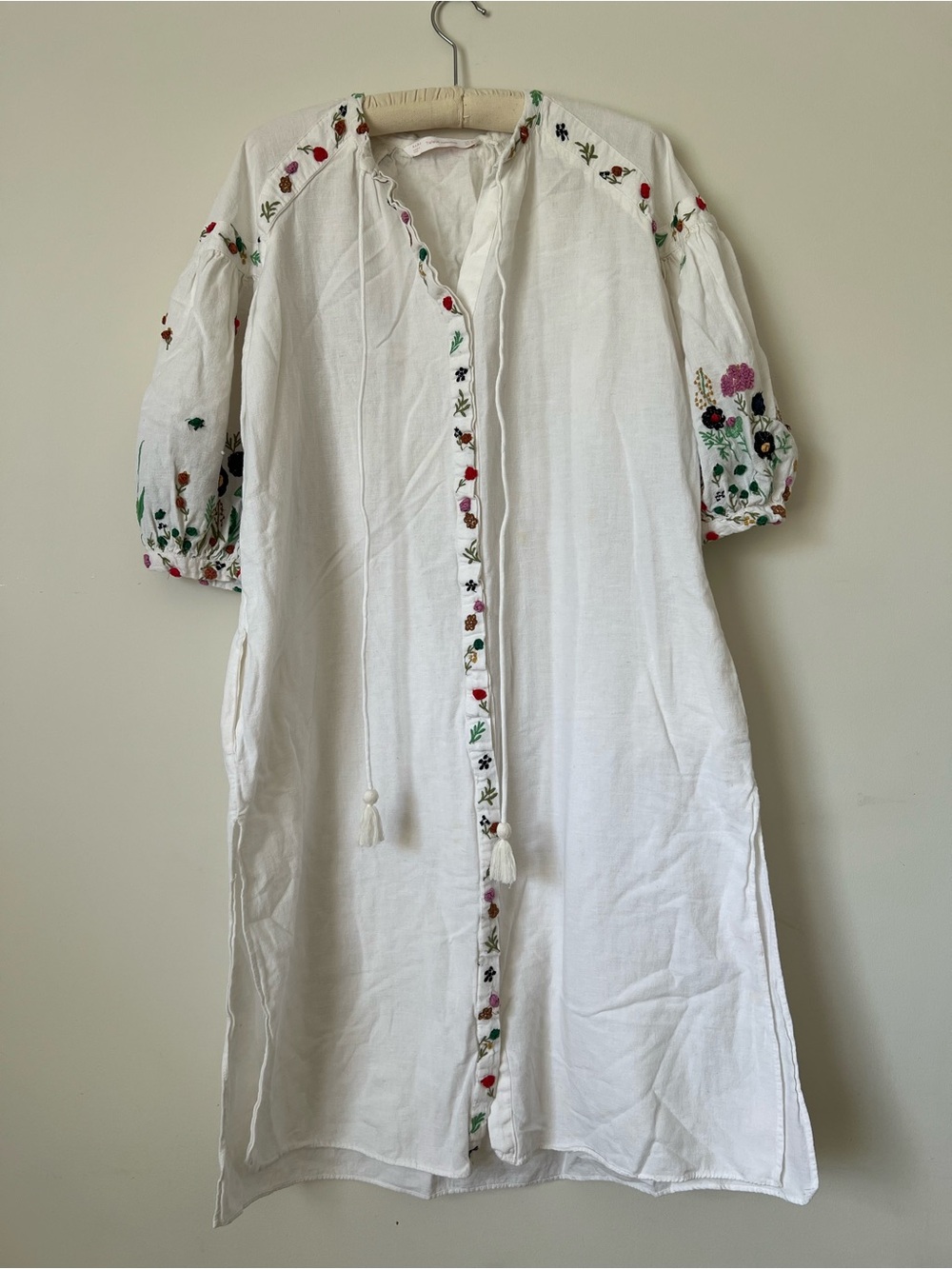 White Embroidered Midi Dress - Brand: